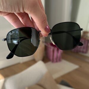 Ray-Ban Hexagonal Dark Green Polarized Lens Sunglasses